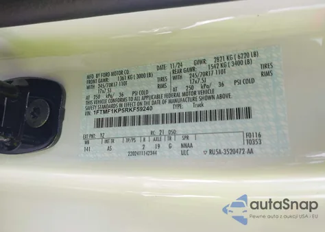 2024 Ford F-150 Xl from USA, damaged, VIN 1FTMF1KP5RKF59240